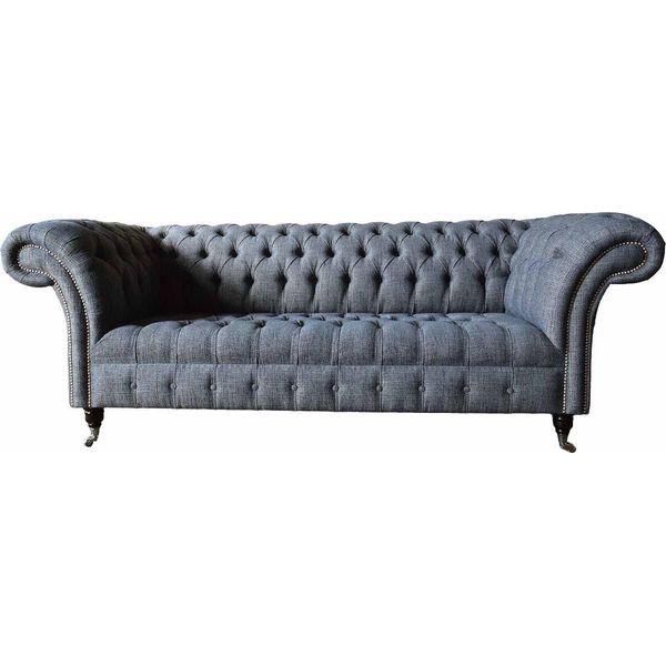 Divano A Tre Posti Imbottito Design Divano Chesterfield Grigio Divani Camera Arredamento-image