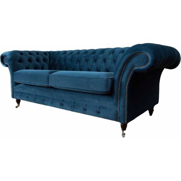 Divano Di Design 3 Posti Divano Imbottito Tessile Divani Chesterfield Nuovo-image