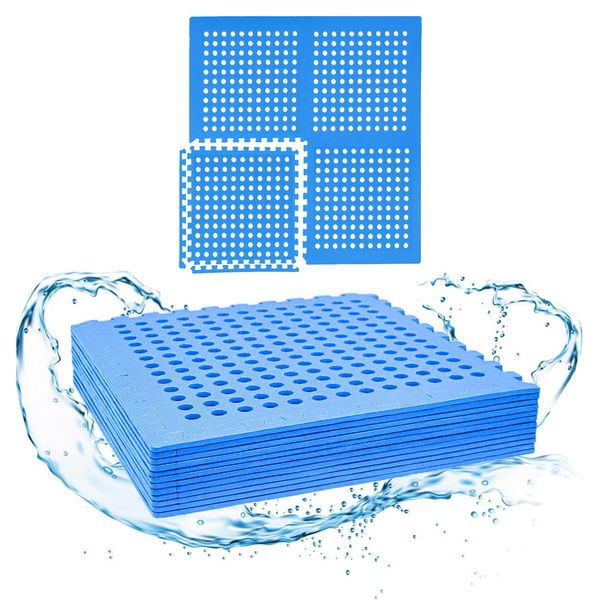 Meisterhome ® Tappetino Per Piscina Tappetino Per Piscina 9 Pezzi - Spessore 1 Cm - 2,25 M² - Tappetino Di Protezione Per Piscina - Piscina Per Bambini - Fodera Per Pavimento Tappetino Per Piscina Sottostrato Per Piscina Protezione Per Pavimento Tappetino Fitness Blu-image