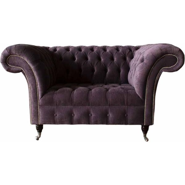 Poltrona Chesterfield In Velluto Monoposto Poltrona Divano Soggiorno Nuovo-image