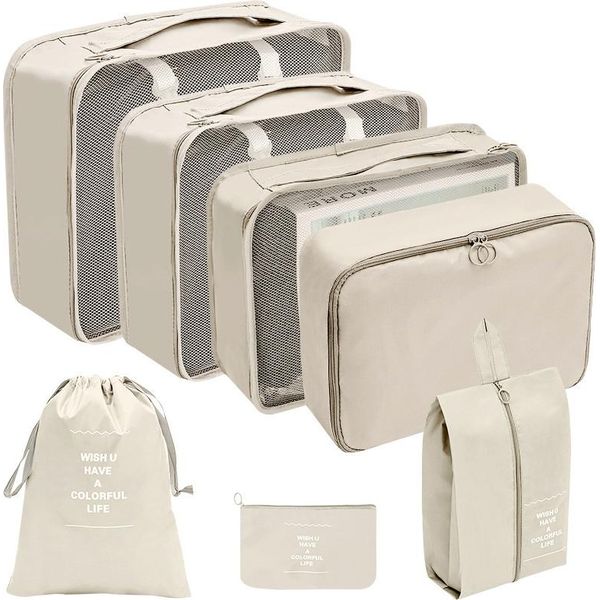 Inf Organizer Per Valigia - Cubi E Sacchetti Per Imballaggio 7 Pz Beige-image