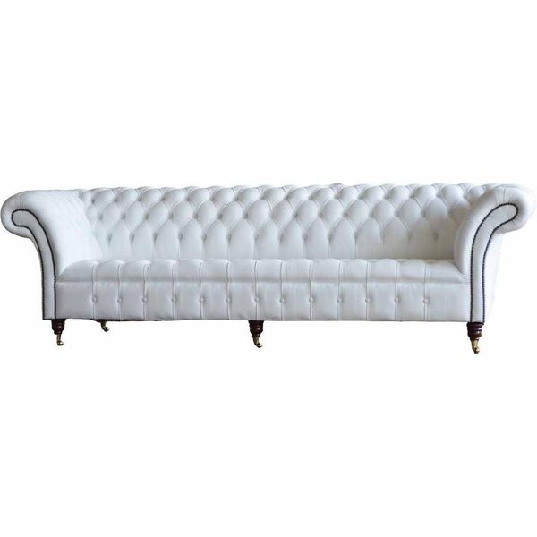 Divani Chesterfield Di Design Divano Bianco In Tessuto A 4 Posti In Tessuto A Quattro Posti-image