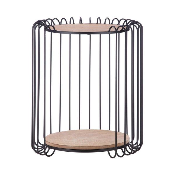 Casablanca Beistelltisch, Rund, "Gabbia"", Mdf, Metall, Naturfarben, Schwarz, , L. 39 Cm, B. 44 Cm, H. 51,5 Cm 74129"-image