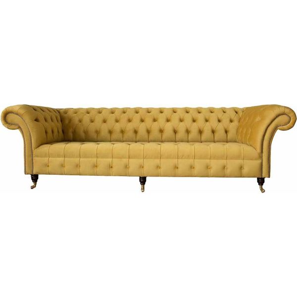 Rivestimento Tessile Chesterfield Divano Divano Di Design Divano A 4 Posti Nuovo-image
