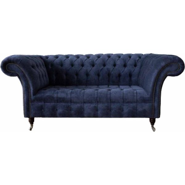Divano Chesterfield Design Divano 2 Posti Tappezzato Blu Divani Divani Nuovo-image