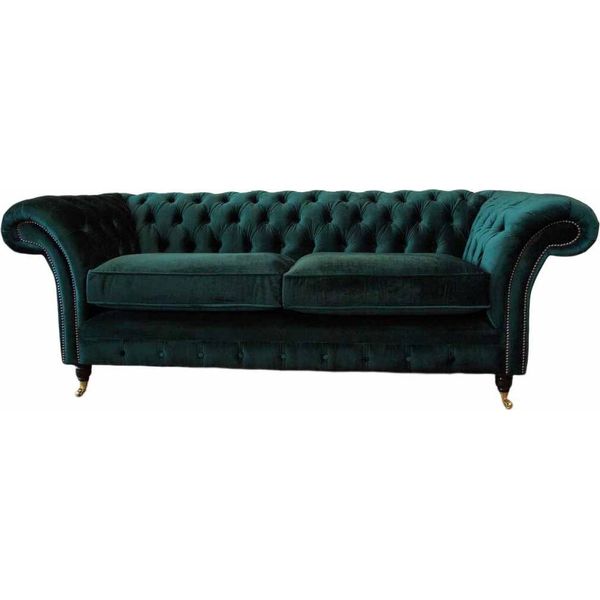 Tappezzeria Chesterfield Divano A 3 Posti In Tessuto Divano A Tre Posti In Velluto-image