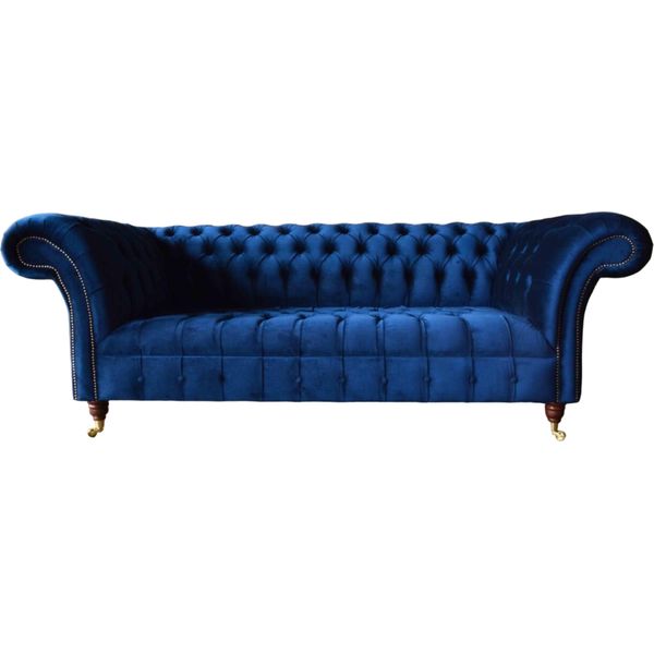 Divano Blu Chesterfield A Tre Posti Divani A 3 Posti Divani Tessili-image