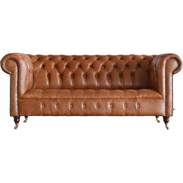 Divano Chesterfield 3 Posti Imbottito Divani Divani Divano Tre Posti Marrone-image
