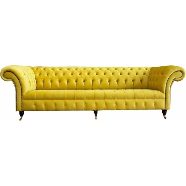 Divano Quattro Posti Chesterfield Design Divani Mobili Soggiorno Divano Tappezzeria-image