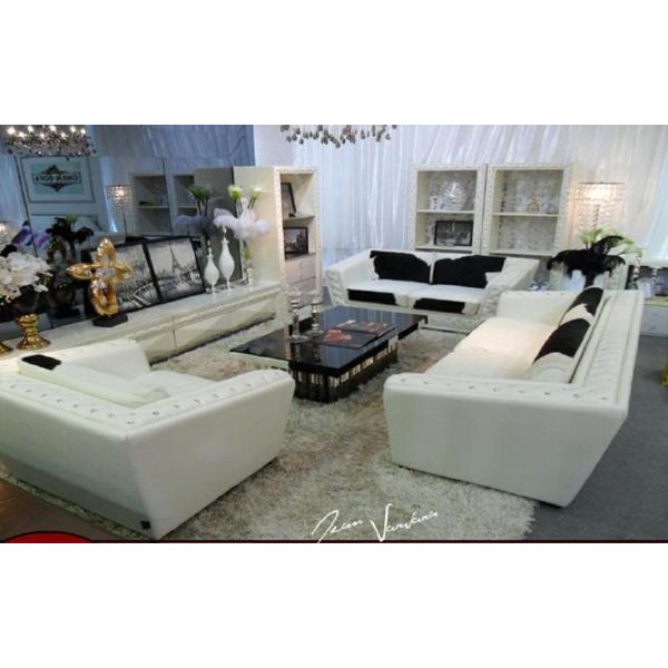 Set Di Divani Chesterfield 3+2+1 Posti Poltrona Divano In Pelle Con Cavallino-image