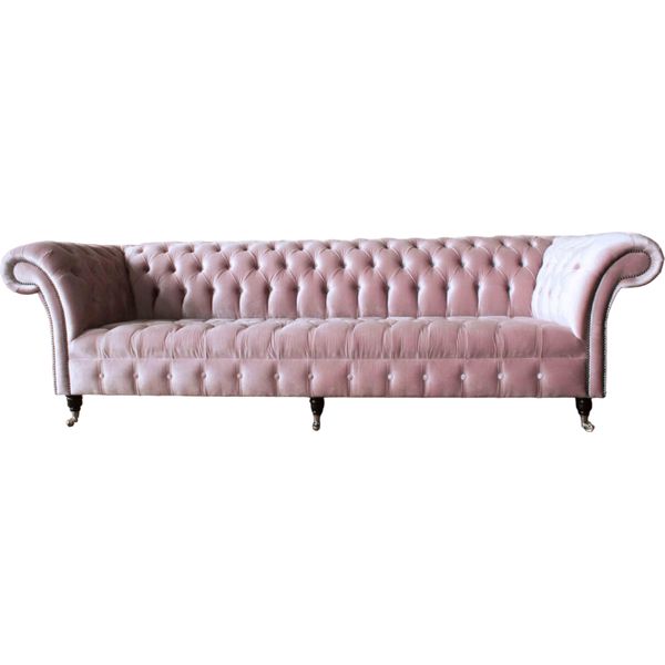 Divano Chesterfield Rosa Divano Tappezzato 4 Posti Divani Seduta Divani Nuovo-image