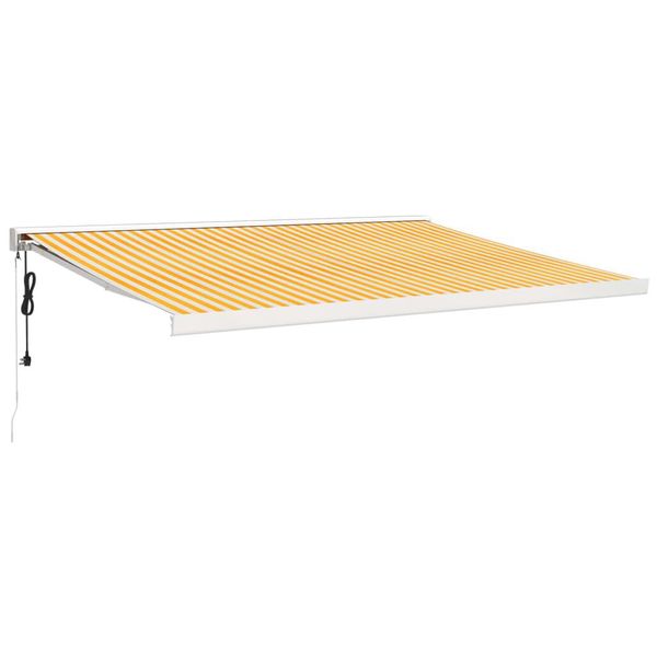 Vidaxl Tenda Da Sole Retrattile Gialla E Bianca 4,5X3 M In Tessuto E Alluminio-image