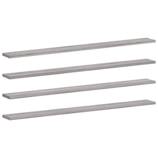 Mensole A Muro 4 Pz. Grigio Sonoma 100X10X1,5 Cm Materiale A Base Di Legno-image