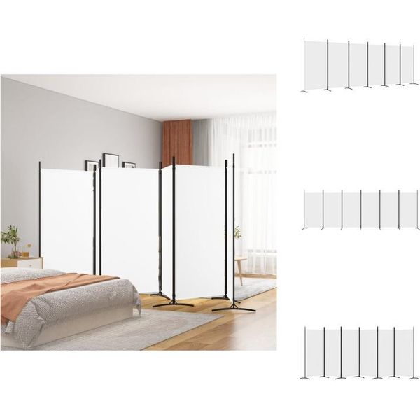 Schermo Vidaxl 6 Pezzi In Tessuto Bianco 520X180 Cm - Divisorio Per Ambienti-image