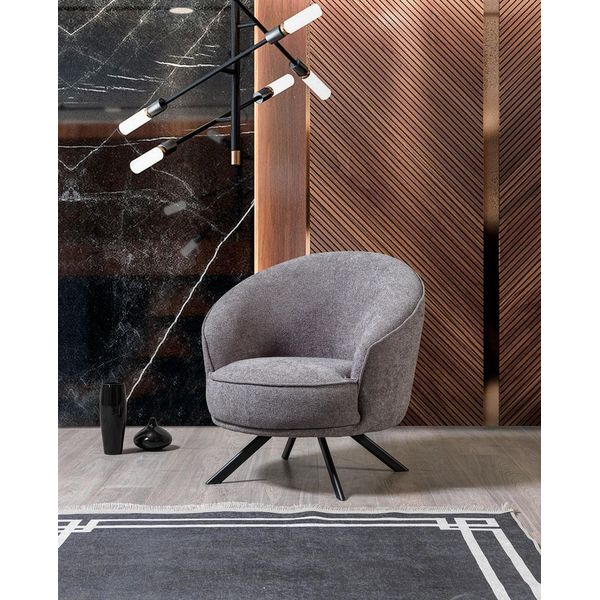 Soggiorno Moderno Poltrona Grigia Design Mobili Imbottiti Nuovi-image