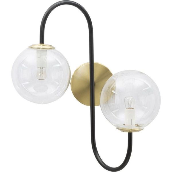 Mauro Ferretti Applique 2 Luci E14 36X24X45 Cm Oro Nero-image