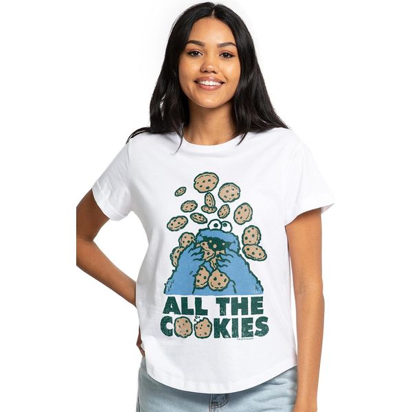 Sesame Street - Maglietta "All The Cookies"" Da Donna TV2889 (L) (Bianco)"-image