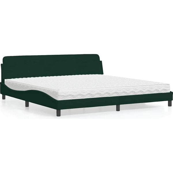 Vidaxl Letto Con Materasso "Dover"" Verde Scuro 200X200 Cm In Velluto"-image