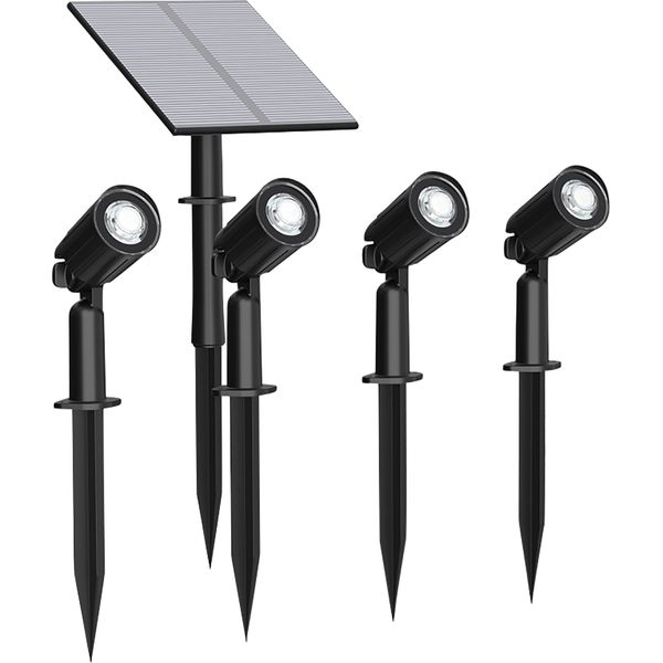 Luxula Set Di Luci Solari Da Giardino A Led, 5W, 3000K, 200Lm, Bianco Caldo, IP54, Nero, 4 Pezzi-image