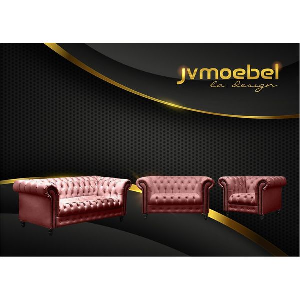 Soggiorno Set Di Divani Chesterfield Design Divano Divano 321 Posti Divani-image