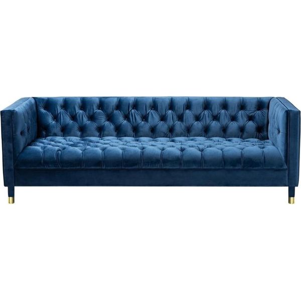 Blu Chesterfield Tessile Design Moderno Tessuto Mobili Creativi Nuovo Divano Soggiorno-image