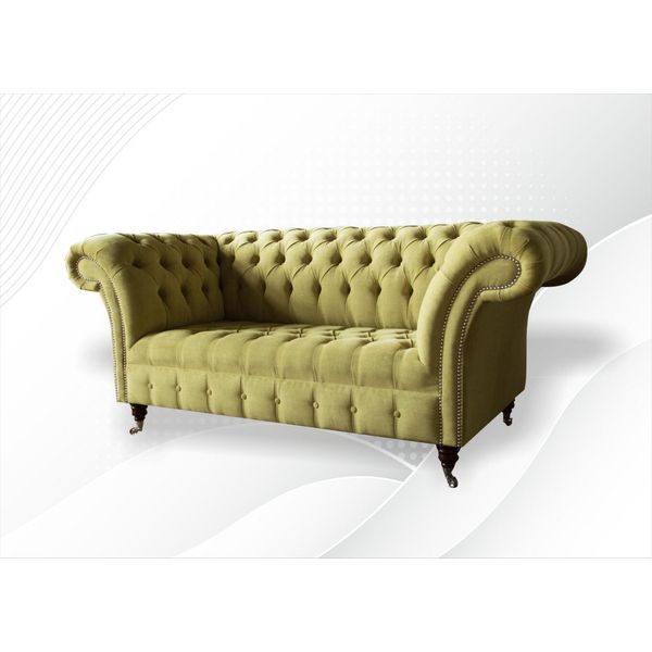 Divano 2 Posti Divano Imbottito Divani Chesterfield Soggiorno Design Tessuto Nuovo-image