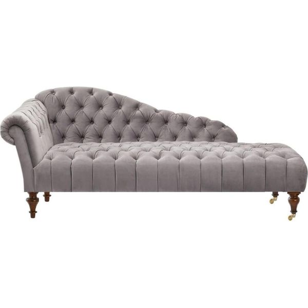 Chaise Longue Mobili Classici Beige Divano Soggiorno Tessuto Chesterfield Tessile-image