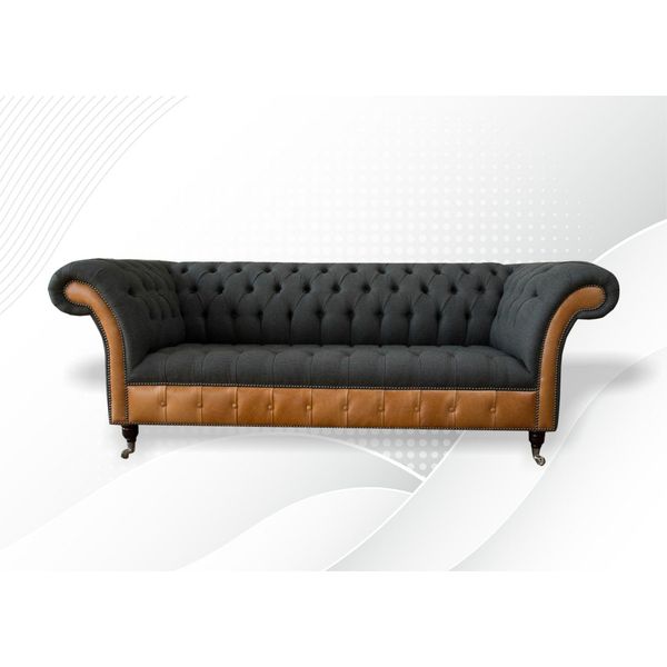 Divano In Tessuto Zona Giorno 3 Posti Design Divani Divani Grigio Chesterfield-image