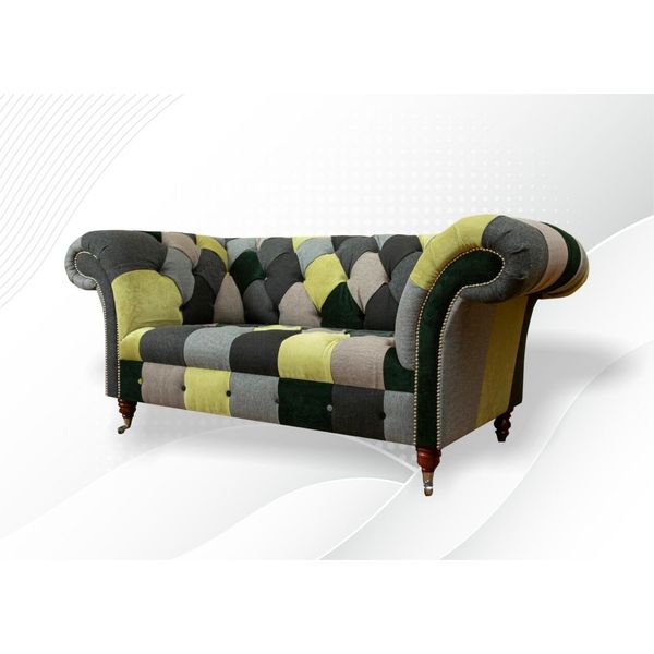Divano Chesterfield Divano Tappezzeria Divani Classico 2 Posti Similcuoio Colorato-image
