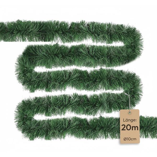 Meisterhome® Ghirlanda Artificiale Di Natale Ghirlanda Di Abete Verde Lunga 5/10M, Ghirlanda Di Abete Ghirlanda Di Rami Di Abete Decorazione Natalizia - Outdoor & Indoor, Lunghezza: 20M-image