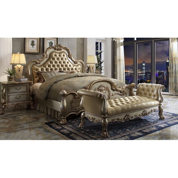 Divano Con Chaise Lounge Divano Chaise Lounge Pelle Barocco Rococò Chesterfield Nuovo-image