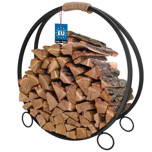 Kotarbau® Rastrelliera Per Legna Da Ardere Per Interni Ed Esterni Acciaio 61 Cm Nero Ausilio Per L'accatastamento Della Legna Rastrelliera Decorativa Per Legna Da Ardere Per Interni Stoccaggio Della Legna Da Ardere Per Interni Supporto Per Legna Da Ardere Design Loft-image