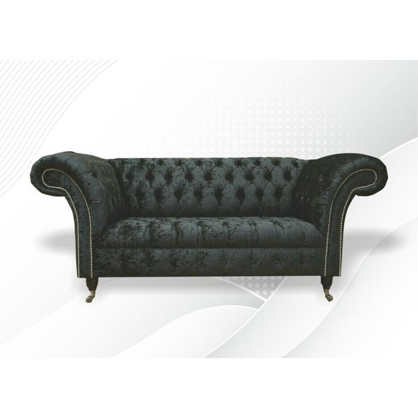 Chesterfield Velluto Club Divano Imbottito 2 Posti Design Tessile Divani Divani Salotto-image