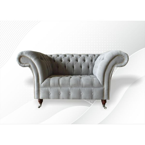Poltrona Divano Tappezzeria Divano Tessile Chesterfield Divani 1,5 Posti Singoli Grigio-image