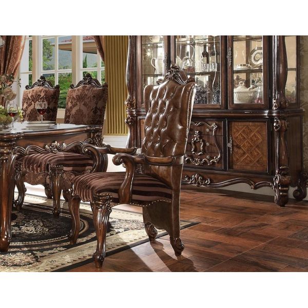 Sedia Trono Poltrona Set Sala Da Pranzo Designer Legno Stile Antico Barocco Rococò Pelle-image