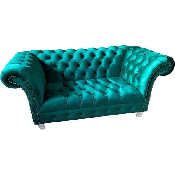 Divano Chesterfield A 2 Posti In Tessuto Divano Blu Divani Verdi Divani Verdi-image