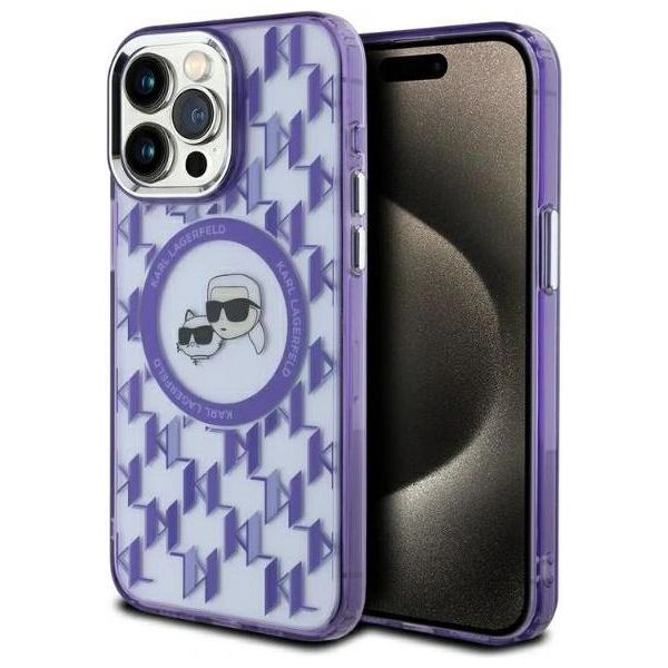 Karl Lagerfeld Klhmp15Xhmckmhu Iphone 15Pro Max 6.7 Fioletowy/Purple Iml Monogram Karl&Choupette Head Magsafe-image