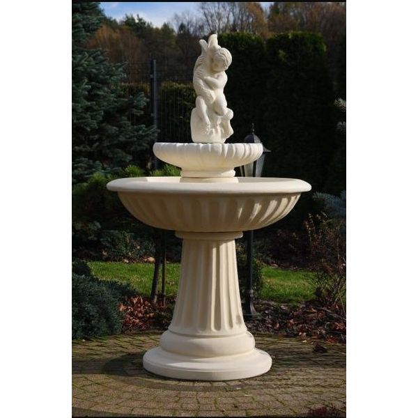 Fontana Rotonda 150 Cm Giardino Pietra Scultura Decorazione Paesaggio Nuovo Noemi Boys-image