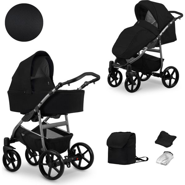 Passeggino Kunert Mata 2In1 Nero Con Telaio Grafite - Passeggino Sicuro E Confortevole-image