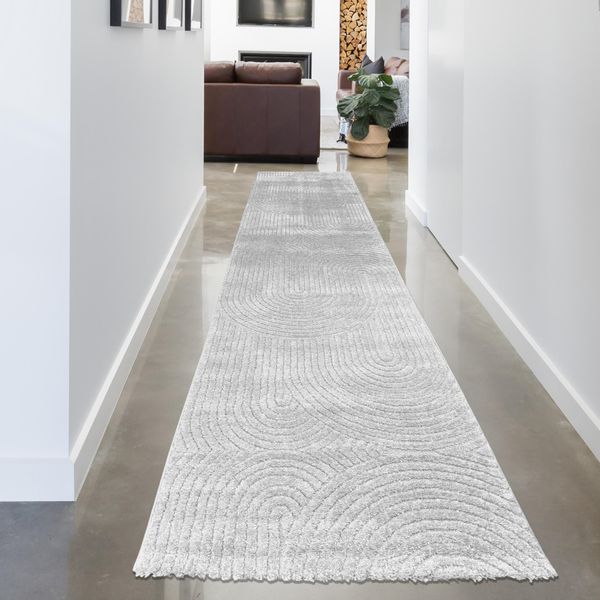 Tappeto Di Design Con Motivo Ad Arco Minimalista In Grigio Elegante Dimensioni - 200 X 290 Cm-image