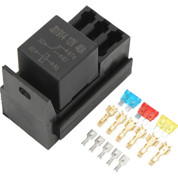 Scatola Portafusibili Kit Di Blocco Della Scatola Dei Fusibili Della Lama Dell'abs Resistente Al Calore Con Terminali A Forcella 11PCS Per L'auto 12V-image