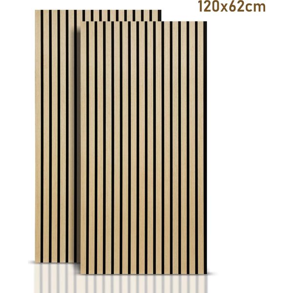 Aopunly Pannello Acustico Pannello A Parete Moderno Pannelli A Parete In Legno Acustico Legno 2 Pannelli Pannelli A Parete Mdf 120X60X2.1Cm Legno-image