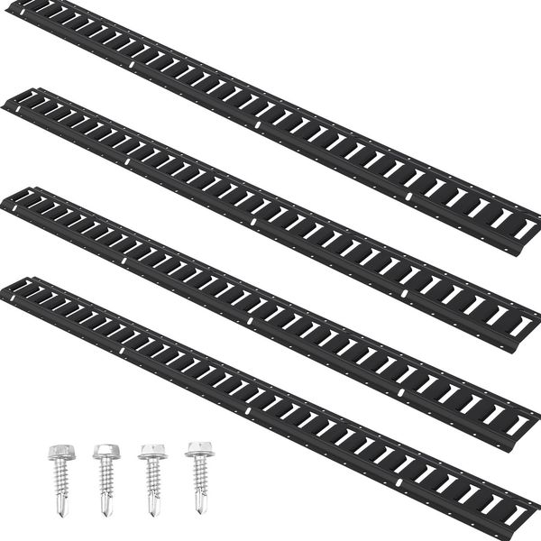 Succebuy E-Track Set, Binari In Acciaio Da 5', Confezione Da 4, Caricabili Fino A 2000 Libbre, Resistenti Con Bulloni Per Rimorchi, Furgoni, Garage, Supporti Per Moto E Atv-image