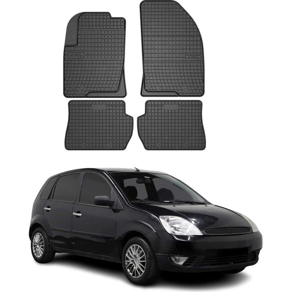 2002-2008 Ford Fiesta MK5 Tappetini In Gomma Nera 4 Pezzi-image