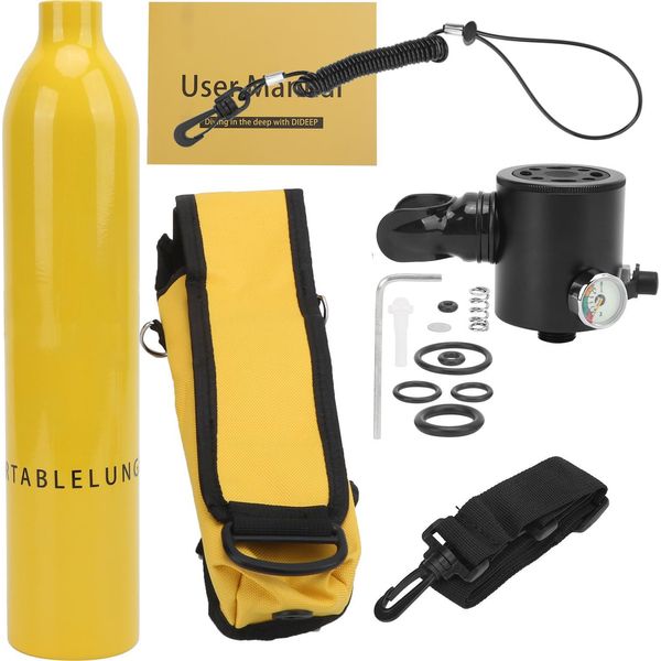 Dideep 0,5L Bombola Ossigeno Subacqueo Pausa Per Le Immersioni Con Valvola Di Respirazione Serbatoio (Giallo Sacchetto Giallo)-image