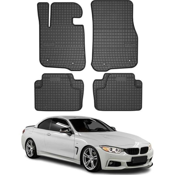 2013-2021 Bmw Serie 4 F33 F36 Cabrio Gran Coupé Tappetini In Gomma Nero 4 Pz-image