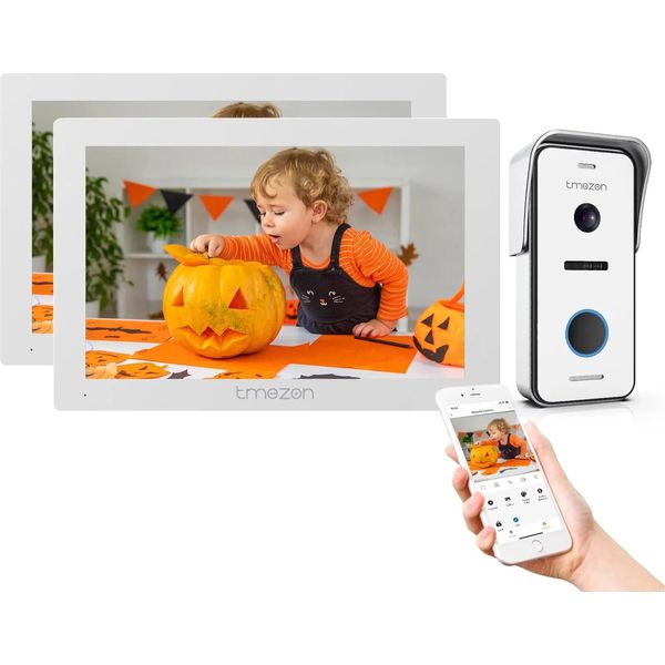 Videocitofono Tmezon, Touchscreen A Colori Da 7 Pollici, Telecamera 1080P, 2Monitor1Campanello-image