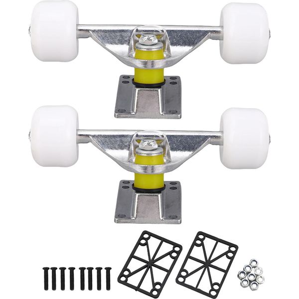 2Pcs Skateboard Camion Con 4 Ruote In Lega Di Alluminio 5 Pollici Ammortizzante Longboard Camion Per Ricambio Argento-image