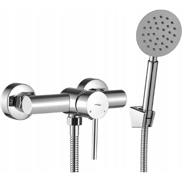 Elegante Miscelatore A Parete Cromato Con Set Per Doccia A Pioggia E Miscelatore Monocomando, Acciaio Inox-image