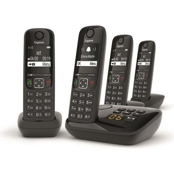 Telefono Cordless Quattro Dect Nero Con Segreteria Telefonica Gigaset As690Aquattro-image